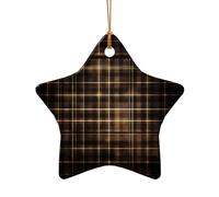 WZYCWB Yellow checkered patterned Star Shape ceramic pendant, perfect for decorating your home Christmas tree for winter parties