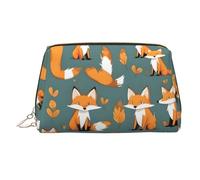 WZYCWB Yellow Fox Patterned Leather Cosmetic Bag - Perfect for Carry-On or Home Organization