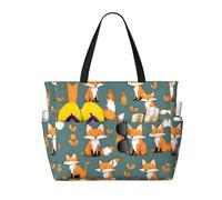 WZYCWB Yellow fox Printed beach travel bag for swimming and fitness/supermarket shopping/seaside vacation