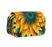 WZYCWB yellow-green sunflower Portable Pencil Case ideal for organizing pens in the office or storing makeup brushes