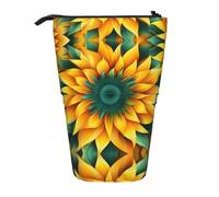 WZYCWB Yellow-Green Sunflower Printed Retractable Pen Holder Suitable for use as a Simple Cosmetic Bag, Wallet, etc.