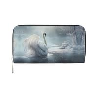 WZYCWB yellow leaf Leather clutch bags zipper wallets and card holders are perfect for travel or daily use, White Swan On Ice, One Size