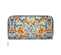 WZYCWB yellow leaf Leather clutch bags zipper wallets and card holders are perfect for travel or daily use, White-orange Pattern, One Size
