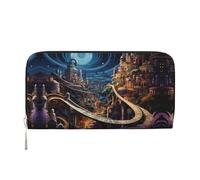 WZYCWB yellow leaf Leather clutch bags zipper wallets and card holders are perfect for travel or daily use, Wonderful Road, One Size