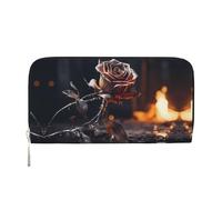 WZYCWB yellow leaf Leather clutch bags zipper wallets and card holders are perfect for travel or daily use, Withered Rose, One Size