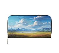 WZYCWB yellow leaf Leather clutch bags zipper wallets and card holders are perfect for travel or daily use, Wide Open Prairie., One Size