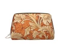 WZYCWB Yellow Leaf Printed Leather Cosmetic Bag - Stylish and Portable Cosmetic Storage Bag