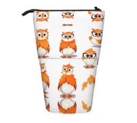 WZYCWB Yellow Owl Printed Retractable Pen Holder Suitable for use as a Simple Cosmetic Bag, Wallet, etc.