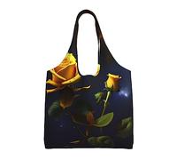 WZYCWB Yellow Roses Starry Night Printed Single Shoulder Commuter Canvas Bag, Grocery Shopping Bag, Daily Use Canvas Bag