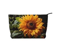 WZYCWB Yellow Sunflower on a Brown Background Printed Cosmetic Storage Bag, Perfect for Business Trips and Travel.
