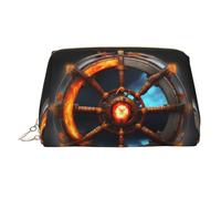 WZYCWB Yin Yang Shield Patterned Leather Cosmetic Bag - Perfect for Carry-On or Home Organization