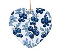 WZYCWB Yummy blueberries. patterned Heart Shape ceramic pendant, perfect for decorating your home Christmas tree for winter parties