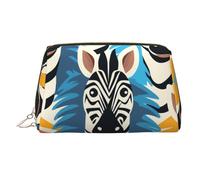 WZYCWB Zebra Head Printed Leather Cosmetic Bag - Stylish and Portable Cosmetic Storage Bag