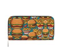 WZYCWB Zebra Leather clutch bags zipper wallets and card holders are perfect for travel or daily use, Cute Burger Fries, One Size