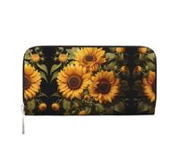 WZYCWB Zebra Leather clutch bags zipper wallets and card holders are perfect for travel or daily use, With The Yellow Sunflower, One Size