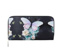 WZYCWB Zebra Leather clutch bags zipper wallets and card holders are perfect for travel or daily use, White Butterfly, One Size