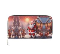 WZYCWB Zebra Leather clutch bags zipper wallets and card holders are perfect for travel or daily use, Winter Santa Claus, One Size