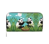 WZYCWB Zebra Leather clutch bags zipper wallets and card holders are perfect for travel or daily use, Two Cute Big Pandas, One Size