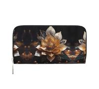 WZYCWB Zebra Leather clutch bags zipper wallets and card holders are perfect for travel or daily use, White Delicate Lotus Flower, One Size