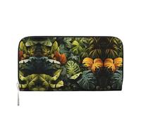 WZYCWB Zebra Leather clutch bags zipper wallets and card holders are perfect for travel or daily use, Tropical Rainforest Palm Leaves, One Size