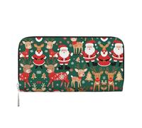 WZYCWB Zebra Leather clutch bags zipper wallets and card holders are perfect for travel or daily use, Santa Claus And Christmas Deer, One Size
