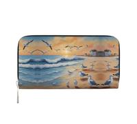 WZYCWB Zebra Leather clutch bags zipper wallets and card holders are perfect for travel or daily use, Airborne Seagulls, One Size