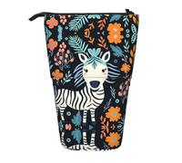 WZYCWB Zebra Motif Printed Retractable Pen Holder Suitable for use as a Simple Cosmetic Bag, Wallet, etc.