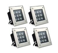 WZYDYDY Square Underground Light LED Outdoor Waterproof AC220V Colorful Buried Light Park Courtyard Embedded Lawn, 7 Colors,10 Kinds of Power,4 Pack(E,12W)