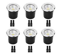 WZYJLyds Low Voltage Led COB Landscape Lights 6 Pack Led Well Lights,12V Ground Lights IP67 Waterproof Landscape Lighting for Garden Lights Outdoor Step, Driveway, Deck(White Light,10W)
