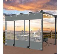 WZYJLyds Outdoor Tarp Curtains With Zipper Door, 0.5mm Pvc Clear Waterproof Tarpaulin Side Panels With Grommets, Pergola Patio Porch Gazebo Carport Grey Transparent Tarpaulin, Weatherproof