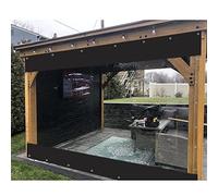 WZYJLyds Waterproof side panels for pergola outdoor clear plastic curtains with eyelets 0.5mm heavy-duty PVC Weather Resistant for all seasons, Anthracite (Color : Transparent+Black, Size : 5x2.50m)