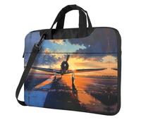 WZYWHJ 13 inch Airplane at sunset Printing Laptop Bag - with Soft Interior, Multiple Pockets - Ideal for Men, Travel and Business