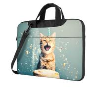 WZYWHJ 13 inch Cake Battle Cat Printed Laptop Bag - with Soft Interior, Multiple Pockets - Ideal for Men, Travel and Business