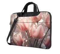 WZYWHJ 13 inch Crystal White Tulips Printing Laptop Bag - with Soft Interior, Multiple Pockets - Ideal for Men, Travel and Business