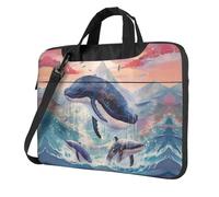 WZYWHJ 13 inch Killer whales in the waves Printing Laptop Bag - with Soft Interior, Multiple Pockets - Ideal for Men, Travel and Business