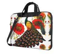 WZYWHJ 13 inch Peacock Red flower Prints Laptop Bag - with Soft Interior, Multiple Pockets - Ideal for Men, Travel and Business