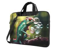 WZYWHJ 14 inch A chameleon with bubbles Printing Laptop Bag - with Soft Interior, Multiple Pockets - Ideal for Men, Travel and Business