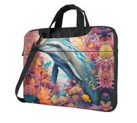WZYWHJ 14 inch Dolphins by the coral Printing Laptop Bag - with Soft Interior, Multiple Pockets - Ideal for Men, Travel and Business
