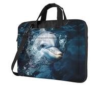 WZYWHJ 14 inch Dolphins exposed to the water Printing Laptop Bag - with Soft Interior, Multiple Pockets - Ideal for Men, Travel and Business