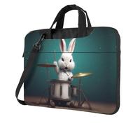 WZYWHJ 14 inch Handsome little rabbit drummer Printing Laptop Bag - with Soft Interior, Multiple Pockets - Ideal for Men, Travel and Business