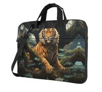 WZYWHJ 14 inch Tiger behind the tree Printed Laptop Bag - with Soft Interior, Multiple Pockets - Ideal for Men, Travel and Business
