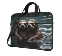 WZYWHJ 14 inch Two cute water sloths Printed Laptop Bag - with Soft Interior, Multiple Pockets - Ideal for Men, Travel and Business
