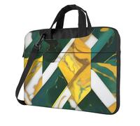WZYWHJ 14 inch Yellow Green Marble Printed Laptop Bag - with Soft Interior, Multiple Pockets - Ideal for Men, Travel and Business