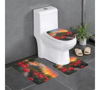 WZYWHJ A beautiful castle Printing Quality Bathroom mat sets of 4 Bathroom Floor Mats, durable,Does Easy to clean Suitable for bathroom and toilet