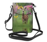 WZYWHJ A beautiful deer Picture Women's leather phone bag crossbody package with adjustable shoulder strap