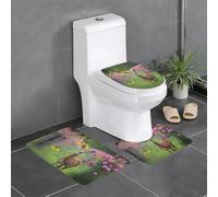 WZYWHJ A beautiful deer Printing Quality Bathroom mat sets of 4 Bathroom Floor Mats, durable,Does Easy to clean Suitable for bathroom and toilet