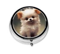 WZYWHJ A Beloved Puppy Pattern Circular Medicine Box Storage, Portable Travel with compartments, mini Pill Dispenser