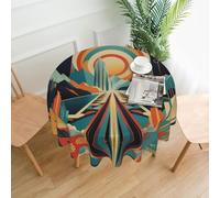 WZYWHJ A colorful world Picture Round long tablecloth anti overflow and wrinkle resistant dining table cloth 60 inches