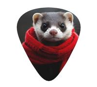 Wzywhj A Ferret With A Red Scarf Printed Guitar Picks 12 Piece, Easy Grip Uke Picks Hold In One'S Hands, Ukulele, Acoustic Or Electric Electric Guitar