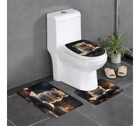 WZYWHJ A Little Hamster Reading a Book Printing Bathroom mat Sets of 3 Bathroom Floor Mats,Non-Slip, Durable,Does Easy to Clean Suitable for Bathroom and Toilet